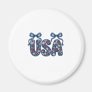 Blommig USA-båge Patriotisk vektor design_1 Magnet