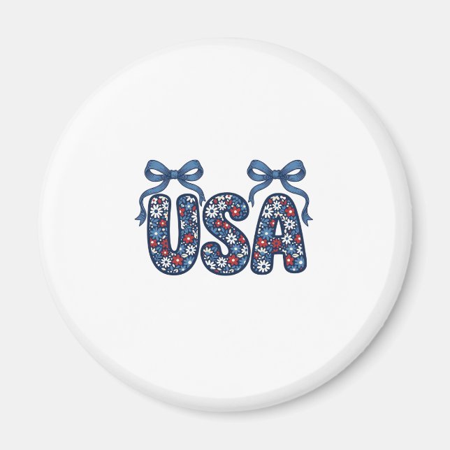 Blommig USA-båge Patriotisk vektor design_1 Magnet (Framsidan)