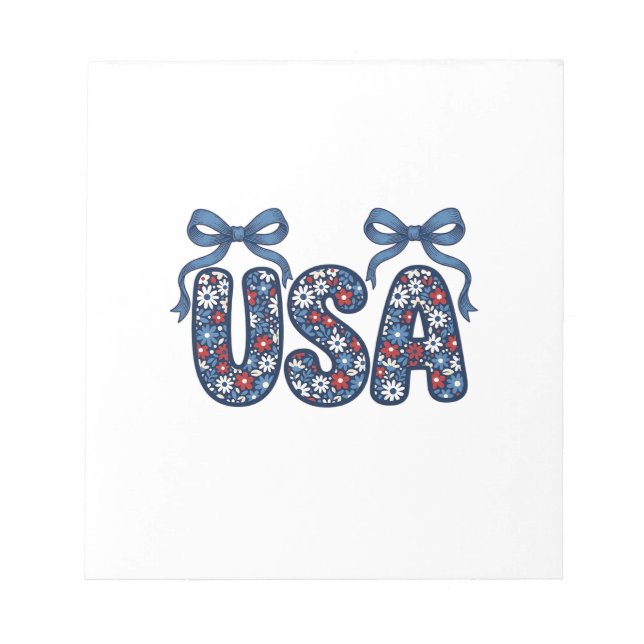 Blommig USA-båge Patriotisk Vektordesign_1 Anteckningsblock (Framsida)