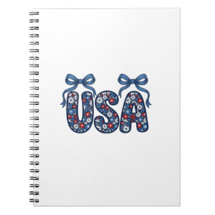 Blommig USA-båge Patriotisk Vektordesign_1 Anteckningsbok