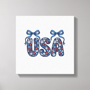 Blommig USA-båge Patriotisk Vektordesign_1 Canvastryck