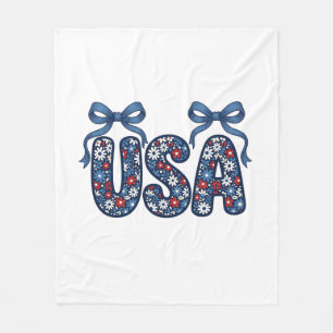 Blommig USA-båge Patriotisk Vektordesign_1 Fleecefilt