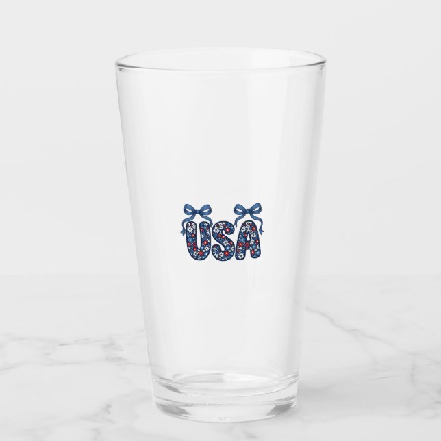 Blommig USA-båge Patriotisk Vektordesign_1 Glaskopp (Framsida)