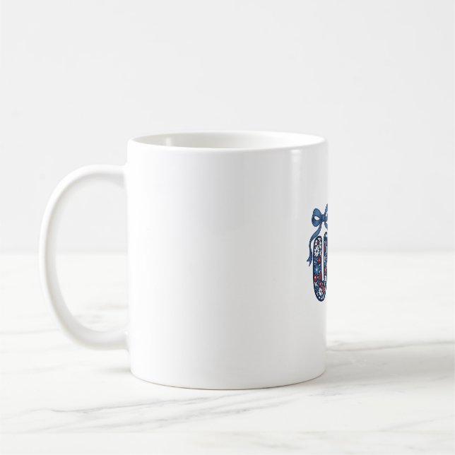 Blommig USA-båge Patriotisk Vektordesign_1 Kaffemugg (Vänster)
