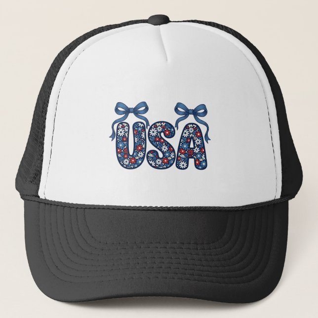 Blommig USA-båge Patriotisk Vektordesign_1 Keps (Framsida)