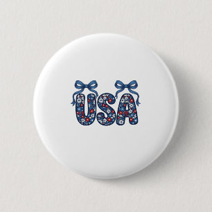 Blommig USA-båge Patriotisk Vektordesign_1 Knapp