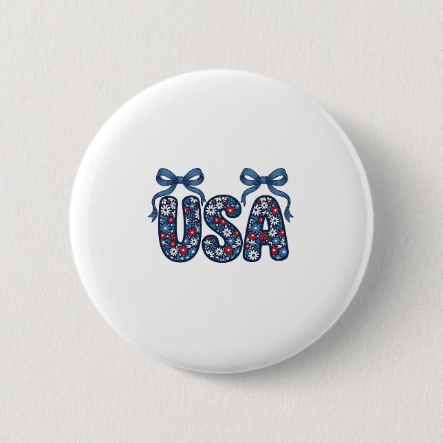 Blommig USA-båge Patriotisk Vektordesign_1 Knapp (Framsida)