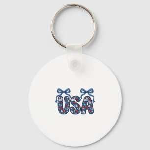 Blommig USA-båge Patriotisk Vektordesign_1 Nyckelring