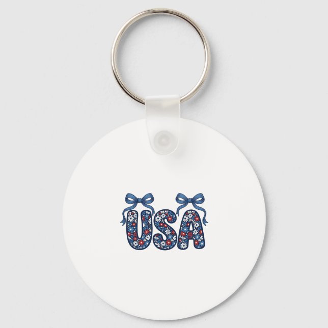 Blommig USA-båge Patriotisk Vektordesign_1 Nyckelring (Framsida)