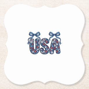 Blommig USA-båge Patriotisk Vektordesign_1 Underlägg Papper