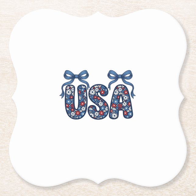 Blommig USA-båge Patriotisk Vektordesign_1 Underlägg Papper (Framsida)
