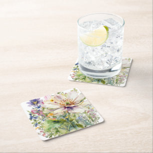 Blommig väggklocka underlägg papper kvadrat