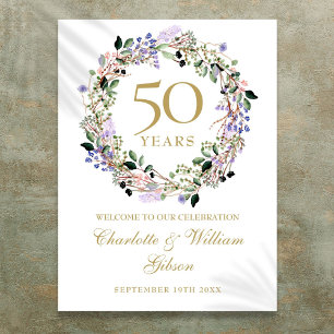 Blommig välkomstskylt för 50-års bröllopsdag poster
