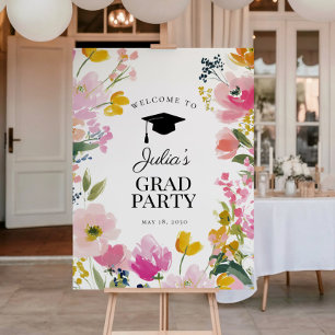 Blommig välkomstskylt för examensfest poster