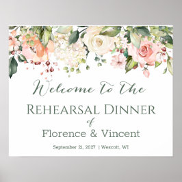 Blommig välkomstskylt för repetitionens middag poster