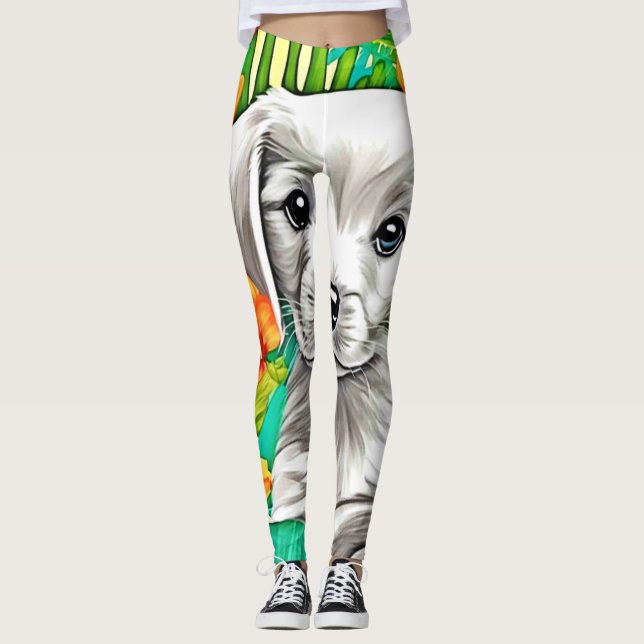 Blommig Valkonst Leggings (Framsida)