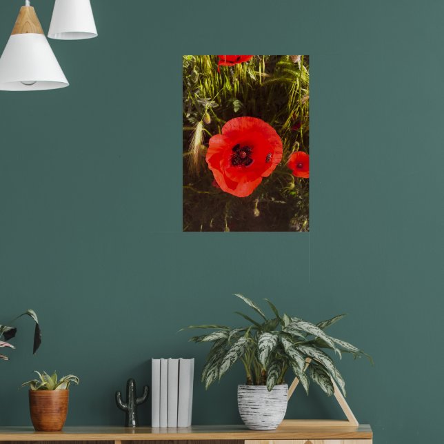 Blommig Vallmodrömmer – Botanisk Fantasykonst  Poster (Vardagsrum 1)