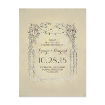 Blommig valv vintage rustik save the date