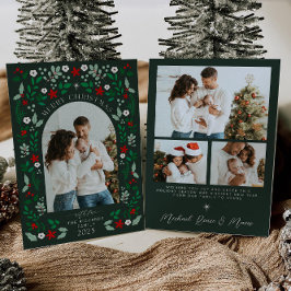 Blommig valvjulgrattisfotohögtidskort inbjudningar