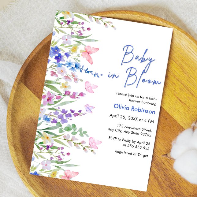 Blommig vår Baby i blom Baby Shower  Inbjudningar (Floral Spring Baby in Bloom Baby Shower Invitation )