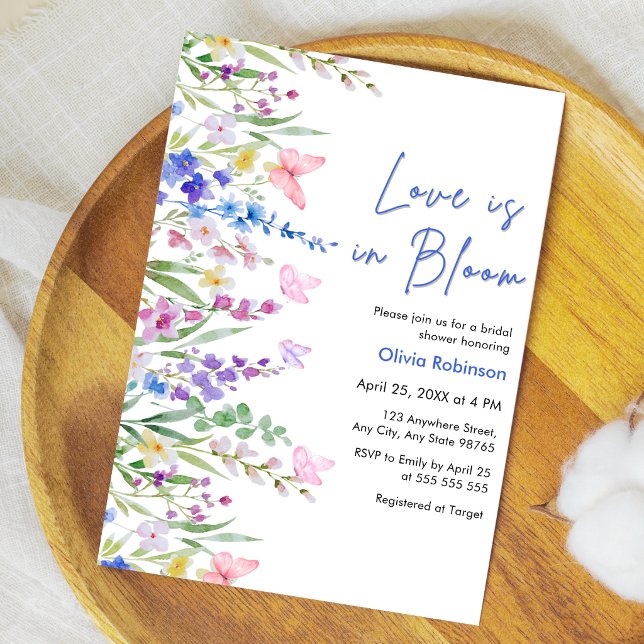 Blommig vår kärlek är i blom Bröllopsdusch  Inbjudningar (Floral Spring Love is in Bloom Bridal Shower Invitation  )