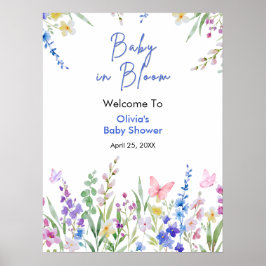 Blommig vårbebis i blom Baby Shower Välkommen  Poster