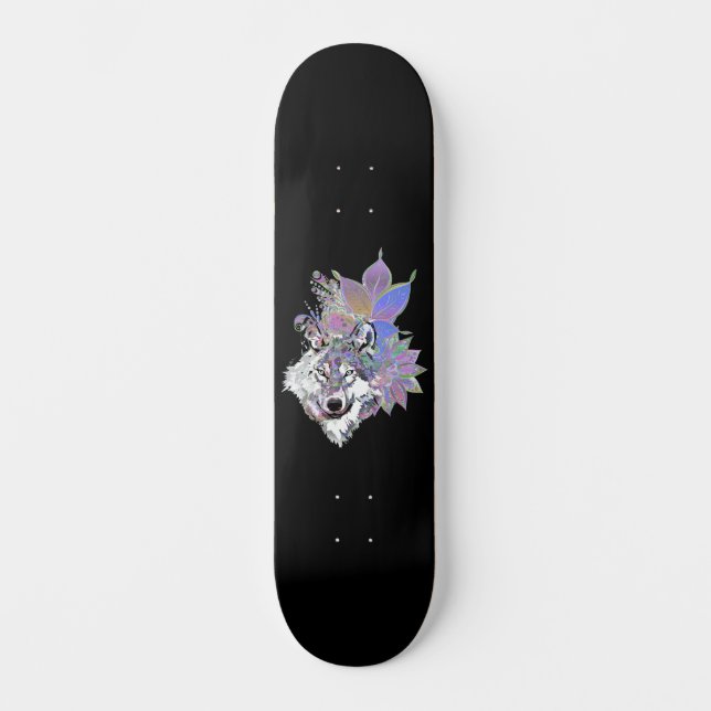 Blommig Varg I Mini Skateboard Bräda 18,5 Cm (Framsida)