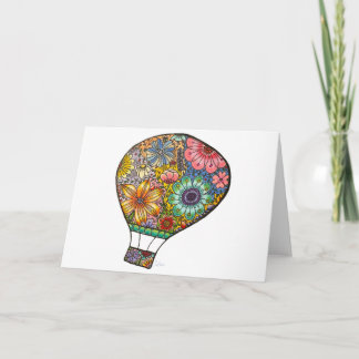 Blommig Varm Luft Ballong Grattiskort Kort