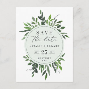 blommig vattenfärg floral save the date vykort