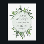 blommig vattenfärg floral spara datum postkort meddelande vykort<br><div class="desc">blommig vattenfärg floral spara datum postkort. Med vackra vattenfärgblad och modern fet stil är detta spara datum-inbjudan helt rätt på trend och perfekt för alla säsonger. Del av en bröllopssvit</div>