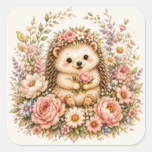 Blommig Vattenfärgsillustration av Igelkott