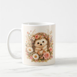 Blommig Vattenfärgsillustration av Igelkott Kaffemugg