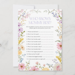 Blommig Vem Känner Mamma Bäst Baby Shower Spelkort Inbjudningar