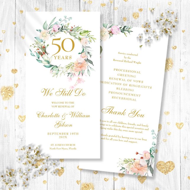 Blommig Vi Förnyar Vår Löfte Högtidlighetsprogram (Floral We Still Do Vow Renewal Anniversary Program)