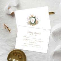 Blommig vigselmonogram topp RSVP-kort
