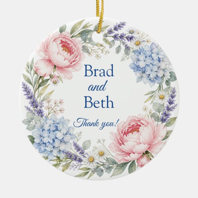 Blommig vigselpresent för par, ornament  (Framsidan)