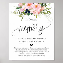 Blommig vigselskylt med texten 'In Loving Memory' Poster