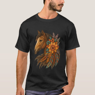Blommig Vild Häst Country Ridning Häst Älskare T Shirt
