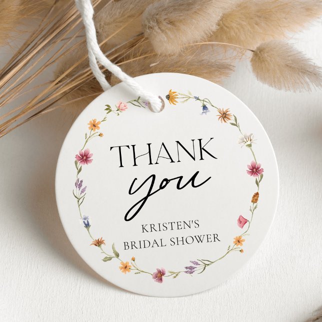 Blommig Vildblomma Bröllopsdusch Tack Gåvor Etiketter (Skapare uppladdad)
