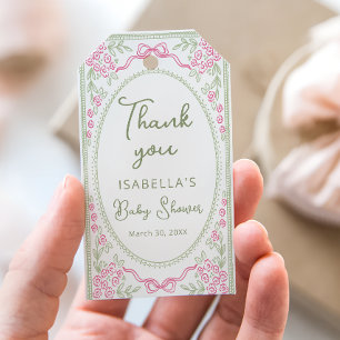 Blommig Vildblomma Flickbaby Shower Tack Presentetikett