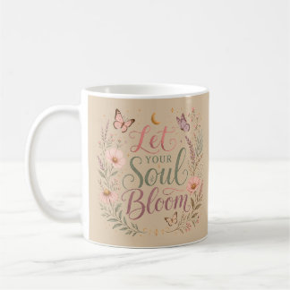 Blommig Vildblomma Låt Din Själ Blomma Sand Beige Kaffemugg
