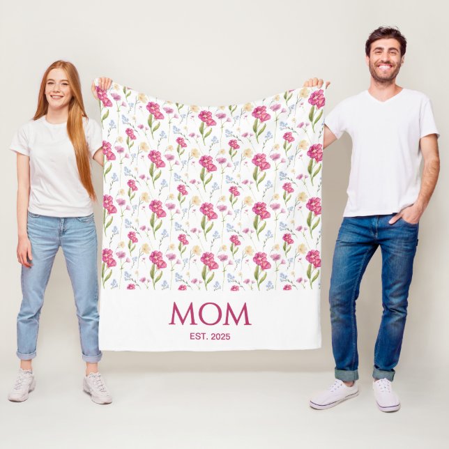 Blommig vildblomma Mamma Etablerad  Fleecefilt (På plats)