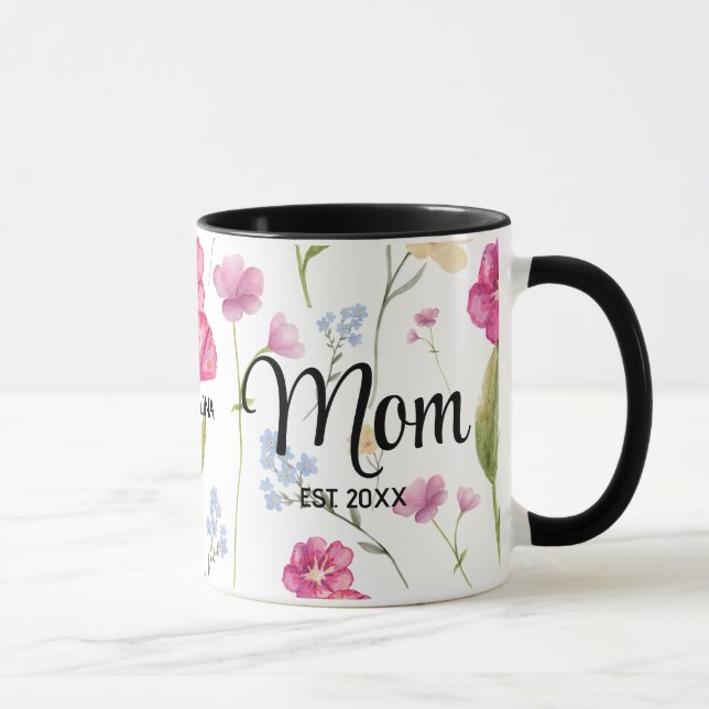 Blommig vildblomma Ny mammappresent etablerad mamm Mugg (Höger)