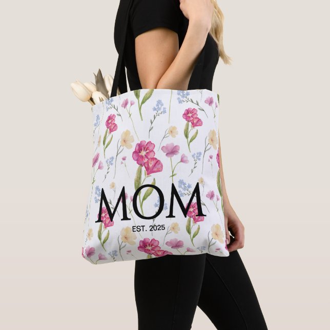 Blommig vildblomma Ny mammas present Mamman etable Tygkasse (Närbild)