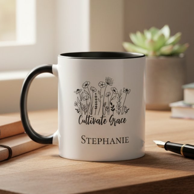 Blommig Vildblommamugg – Meningsfullt Present till Mugg (Inspirational wildflower personalized mug)
