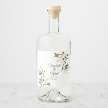 Blommig vinetikett för spritflaska