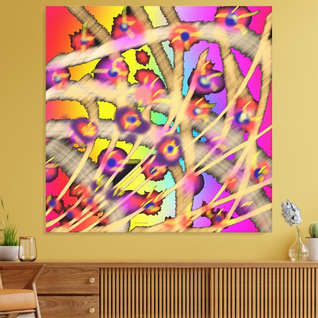 Blommig vinstock canvastryck (Insitu (Vardagsrum))