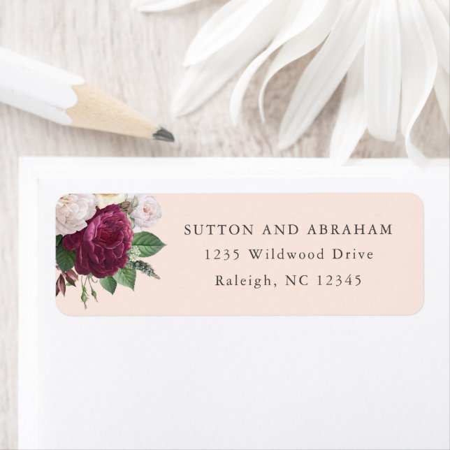Blommig Vintage Blommor Returadress Etikett (Insitu)