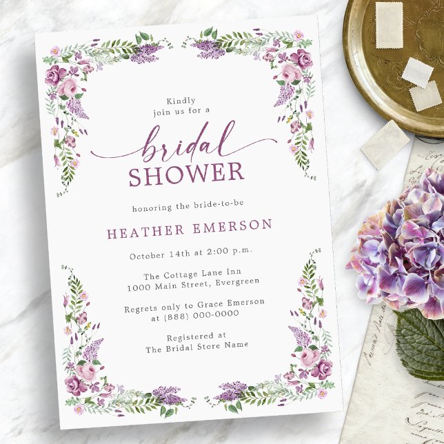 Blommig Vintage Bröllopsdusch Inbjudningar (Floral Vintage Bridal Shower Invitation
)