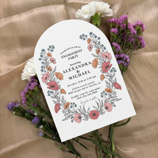 Blommig Vintage Bröllopsfestinladan Inbjudningar